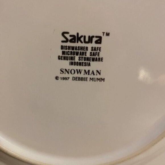 Set of (4) Debbie Mumm Snowman by Sakura Salad Plates 8" - Picture 8 of 9